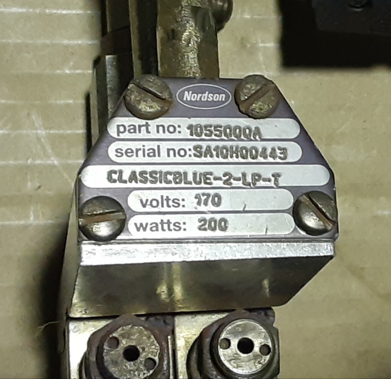 ノードソン製 ホットメルト用 アプリケータ クラシックブルー 2-LP-T パーツナンバー1055000A 24VDCプラグ付き nordson1-2lpt1055000-1266
