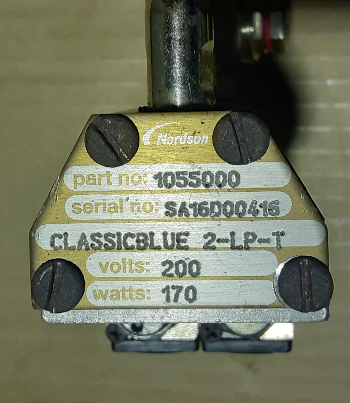 ノードソン製 ホットメルト用 アプリケータ クラシックブルー 2-LP-T パーツナンバー1055000 24VDCプラグ付き nordson1-2lpt1055000-1242