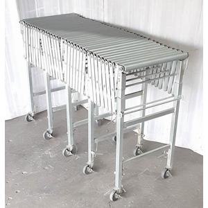 4スパン アコーディオン式 伸縮ローラコンベヤ 幅380mm 長さ最長4500mm 高さ最高750mm