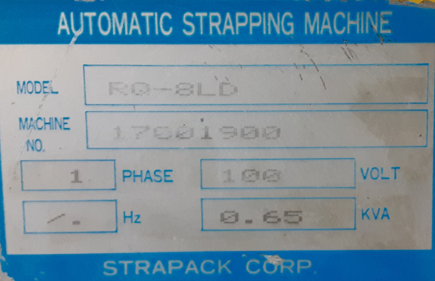 ストラパック(STRAPACK)製 自動梱包機 結束機 RQ-8LD 超低床タイプ アーチ内寸850×1200mm strapack1-rq8ld-8517