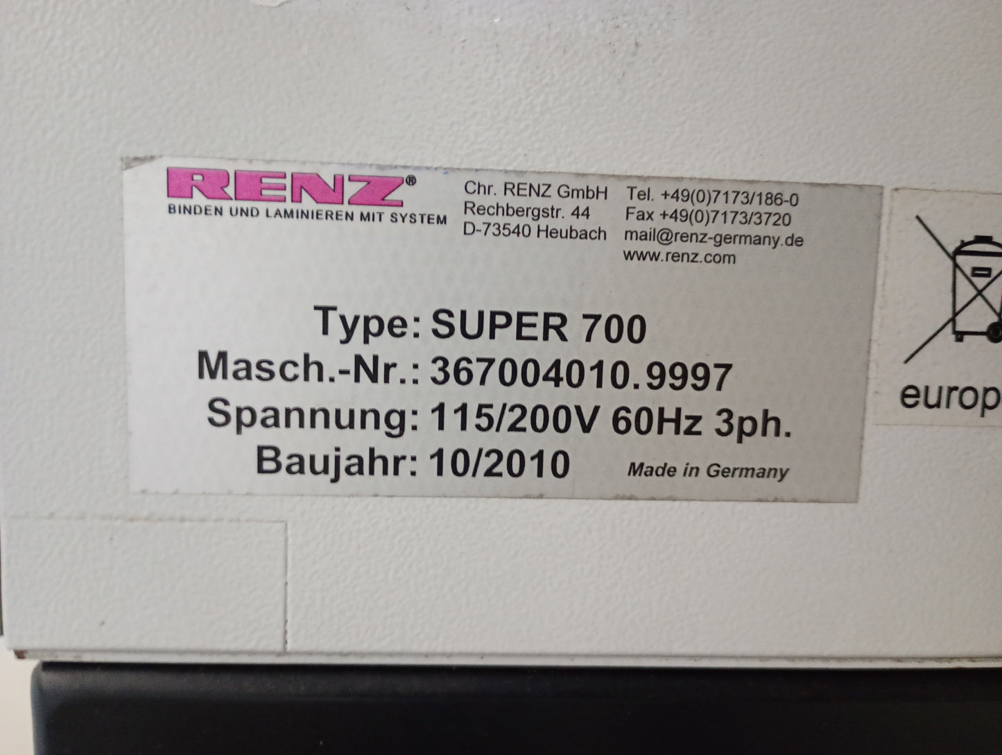 レンズ Super 700 カレンダーパンチャー 他社製ダイの互換可 renz1-super700-3022