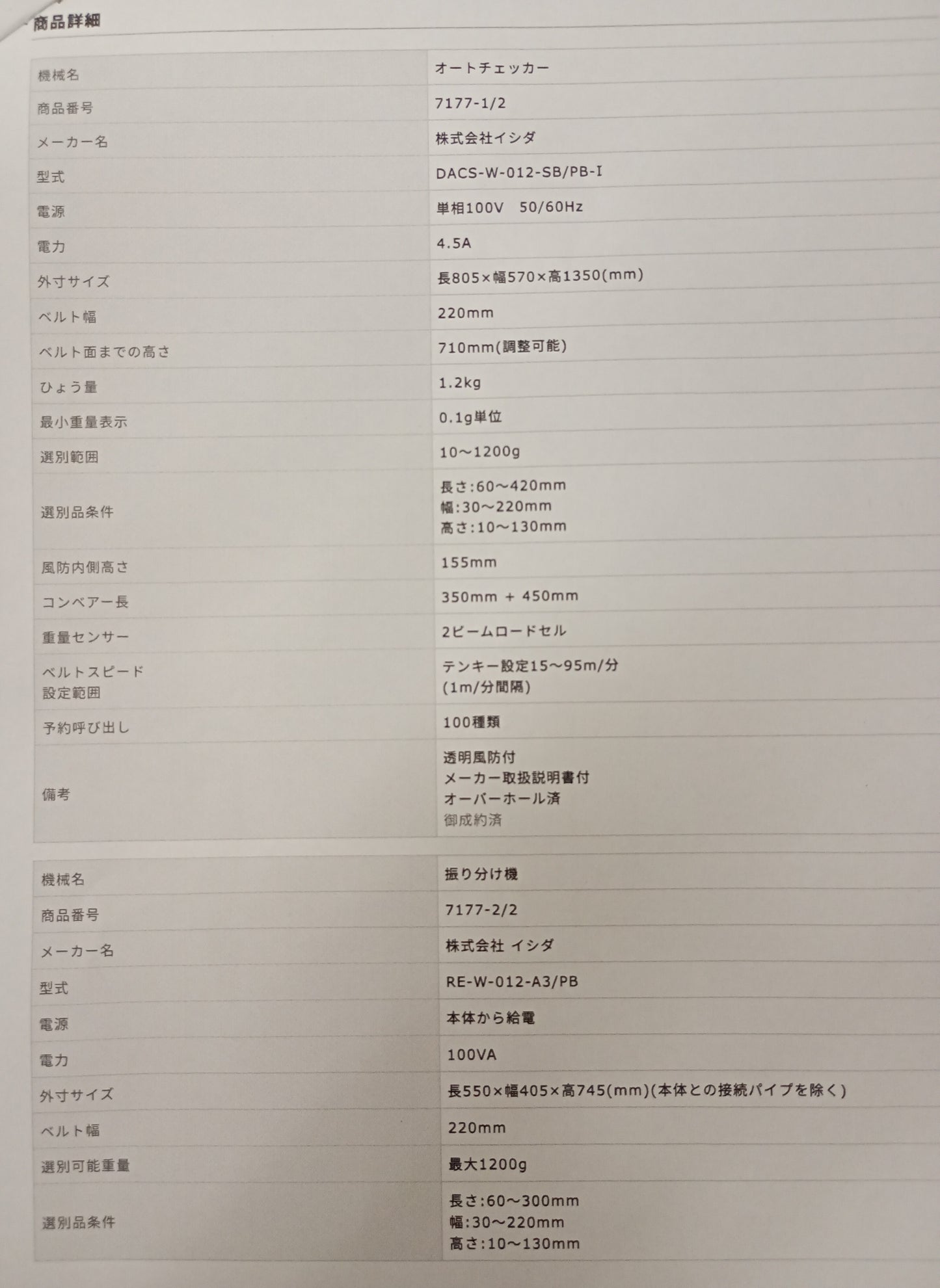 イシダ DACS-M-012-SB/PB-IN ウエイトチェッカー 除外装置付 ishida1-dacsw012sbpbin-6001