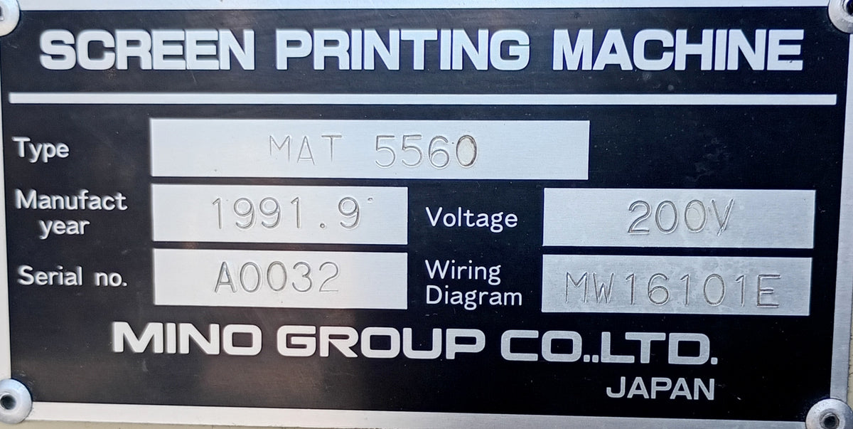 ミノ ミノマット MAT 5560 シルクスクリーン印刷機 mino1-mat5560-6018