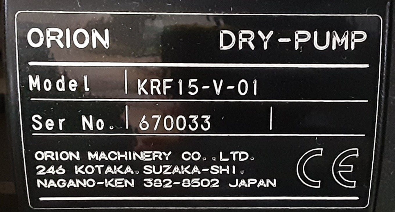 オリオン製 標準型KRFシリーズ KRF-15-V-01 ドライポンプ(真空ポンプ) orion1-krf15v01-1001