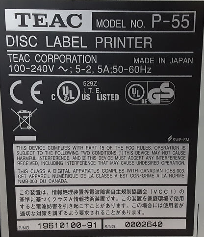 TEAC P-55 ディスクラベルプリンター teac1-p55-9045