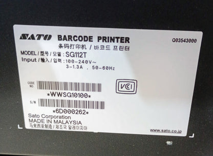サトー　SG112T　スキャントロニクス ラベルプリンター + CTS110W スタッカー sato1-sg112t-8301