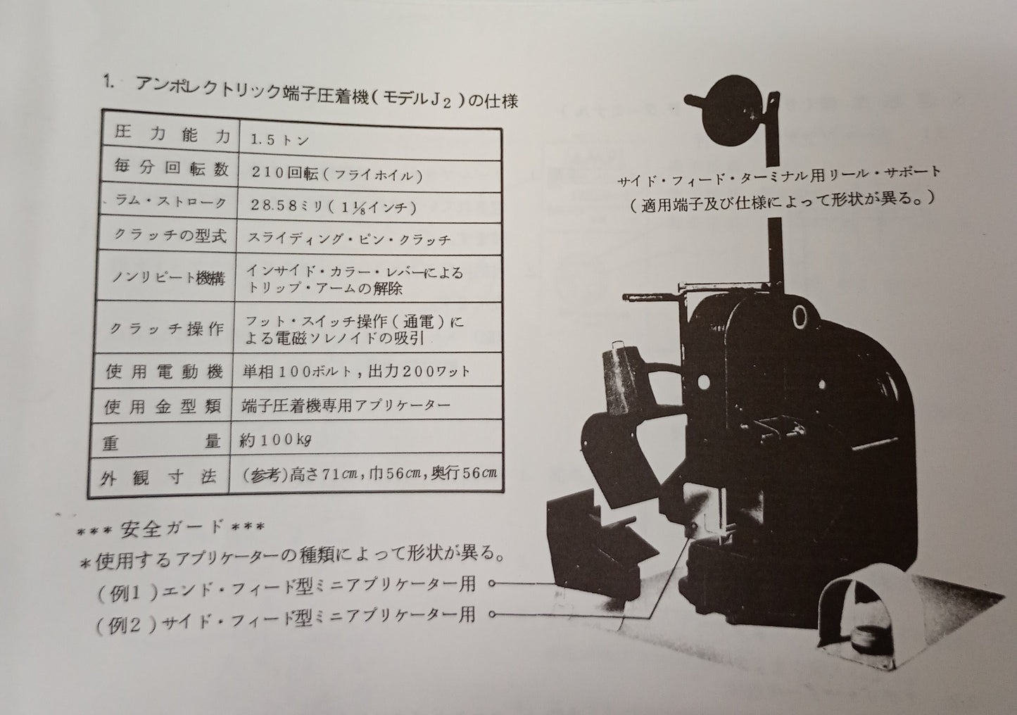 日本エー・エム・ピー　モデル J2・CM-022　アンプレクトリック端子圧着機 amp-j2cm022-5022