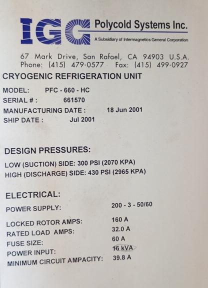 ポリコールド PFC-660-HC 極低温冷凍ユニット　PolycoldSystems-polycoldpfc660hc-5001