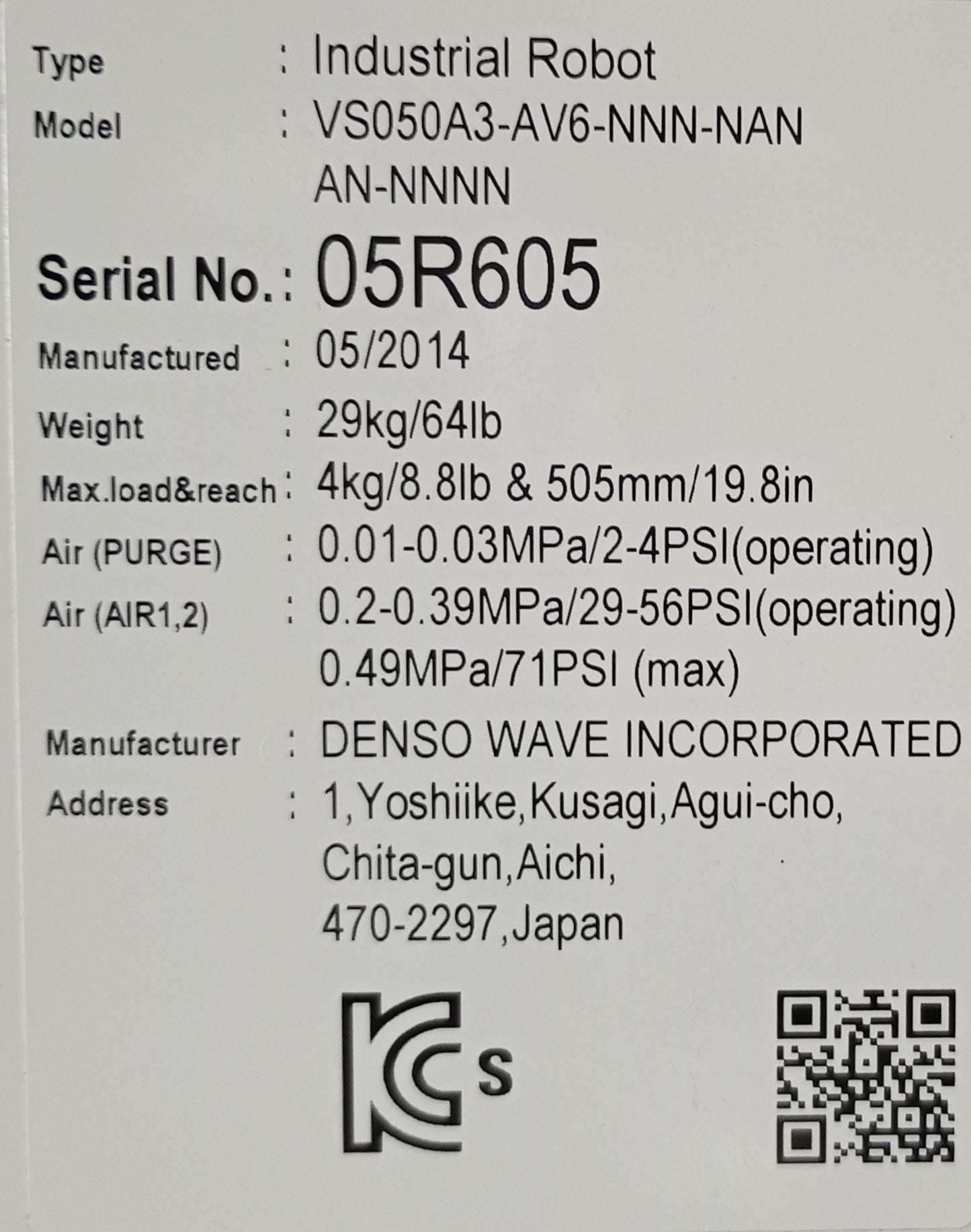 デンソー VS-050 ロボット denso-vs050-8001